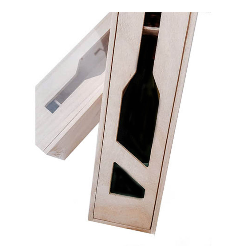 Wooden Single Wine Bottle Gift Box with Sliding Opening