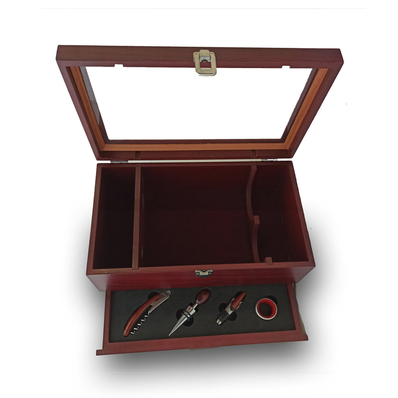 Premium Wooden Wine Box with Two Organic Red Wines