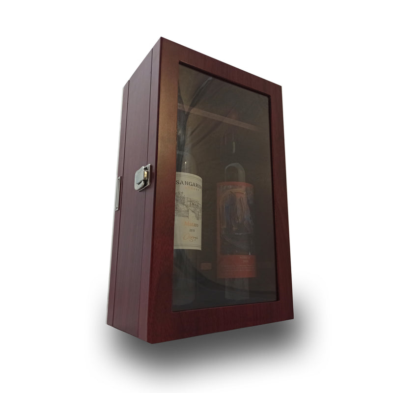 Premium Wooden Wine Box with Two Organic Red Wines