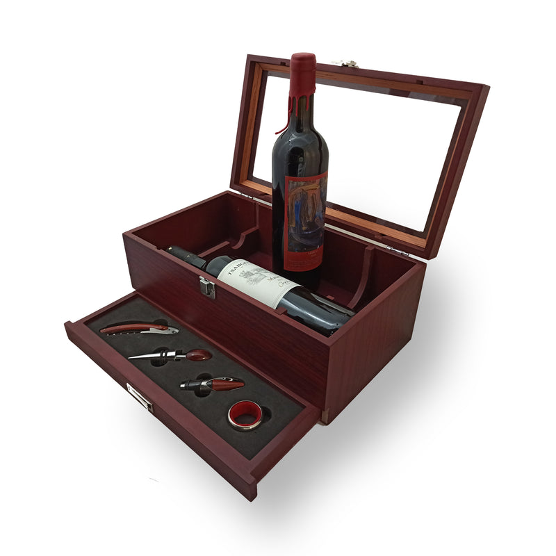 Premium Wooden Wine Box with Two Organic Red Wines