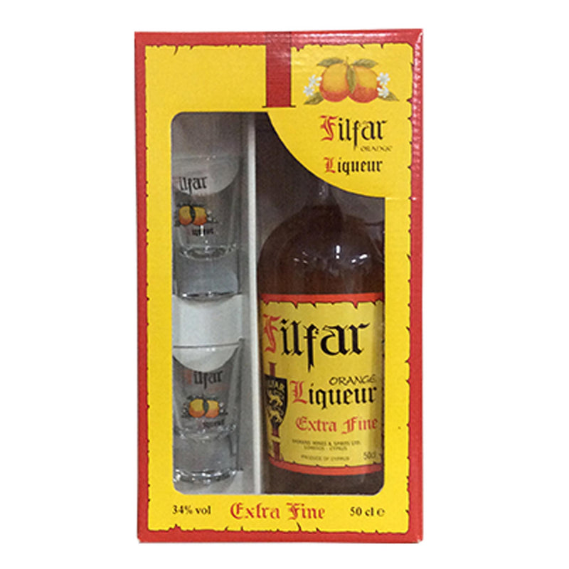 Filfar Orange Liqueur - Gift Set with glasses 50cl