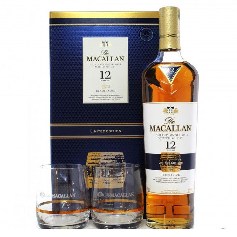 Macallan 12 Year Old - Fine Oak Double Cask Matured 70cl - With Glasses